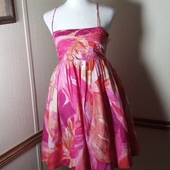 Womens Pink Floral Sundress with Spaghetti Straps, Vacation, Cruise,Dance Gradua - Picture 4 of 8